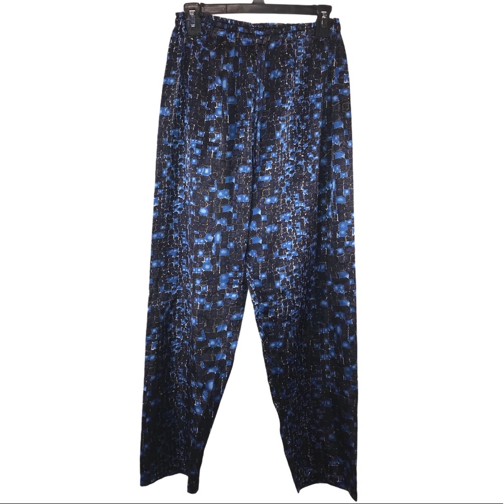 Blue Reptile Print Satin Pajama Pants